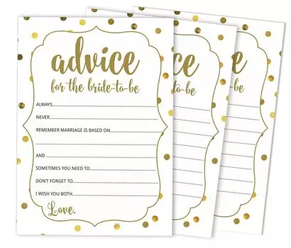 Inkdotpot Advice For The BrideA CardsНабор из 50 золотых конфеттиA Wedding Shower Activity 5 x 7 inches белый