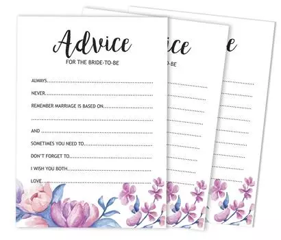 Inkdotpot Advice For The BrideA CardsНабор из 50 цветочных картA Wedding Shower Activity 5 x 7 inches белый