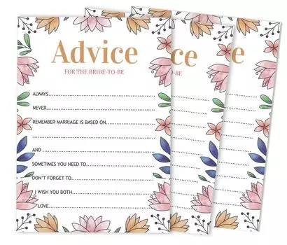 Inkdotpot Advice For The BrideA CardsНабор из 50 цветочных картA Wedding Shower Activity 5 x 7 inches белый
