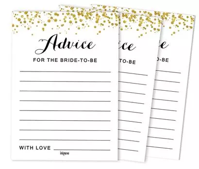 Inkdotpot Advice For The BrideA CardsНабор из 50 золотых конфеттиA Wedding Shower Activity 5 x 7 inches белый