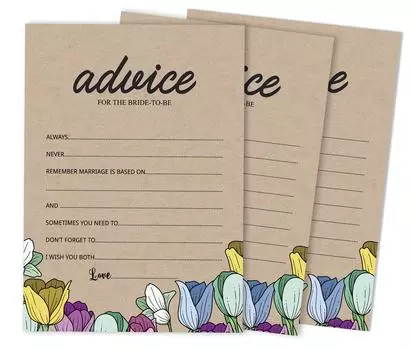 Inkdotpot Advice For The BrideA CardsНабор из 50 деревенских крафт-цветовA Wedding Shower Activity 5 x 7 inches ярко-розовый