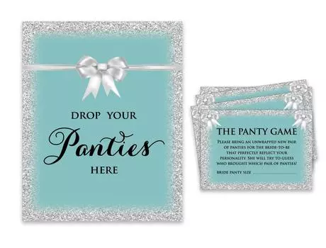 Inkdotpot Aquamarine Girls Night Out Bachelorette Party Panty Game Glitter Bridal Shower Game 1 SignA 30 Size 3.5 x 2.5 Inches аквамарин