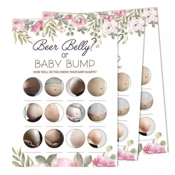 Inkdotpot Beer Belly Or Baby Bump Game Baby Shower Игровые карты Товары для вечеринок Карточки для занятий Baby Shower Гендерно-нейтральные игры Это мальчик или 5 x 7 Inches белый