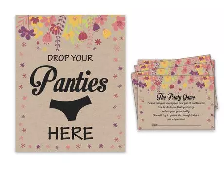 Inkdotpot Beige Girls Night Out Девичник Игра в трусики Деревенский Крафт Цветочный свадебный душ Игра 1 SignA 30 Размер 3.5 x 2.5 Inches бежевый