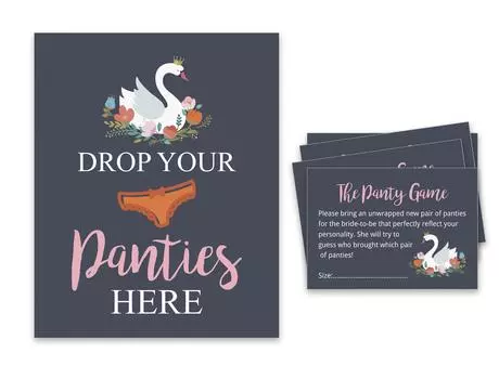 Inkdotpot Bridal Shower Game 1 SignA 30 Карты размера Indigo Blue Swan Girls Night Out Девичник Трусики 3.5 x 2.5 Inches синий