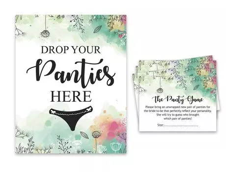 Inkdotpot Bridal Shower Game 1 SignA 30 Карты с размерами Белая зелень с цветочным принтом для девочек Ночные трусики для девичника 3.5 x 2.5 Inches белый