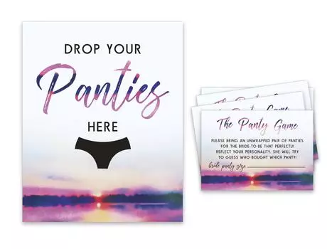 Inkdotpot Bridal Shower Game 1 SignA 30 Карты размера White Nature Girls Night Out Девичник Трусики 3.5 x 2.5 Inches белый