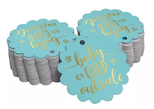 Inkdotpot Бумага из золотой фольги Подвесные бирки Baby It s Cold Outout Baby Shower Favor Tags 100 50 Gold Foil Tags аква голубой