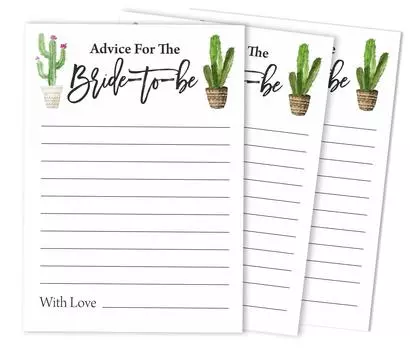 Inkdotpot Cactus Taco Bout LoveA Advice and Wishes Set Of 50 Игра-совет для новобрачных 5 x 7 inches белый
