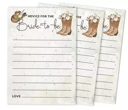 Inkdotpot CowgirlA Advice And Wishes Набор из 50 игр-советов для новобрачных 5 x 7 inches белый