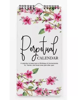 Inkdotpot Цветочное дерево Вечный календарь День рождения Настенный Юбилей Специальное событие Напоминание Календарь Книжный журнал 11 x 5.4 Inches белый