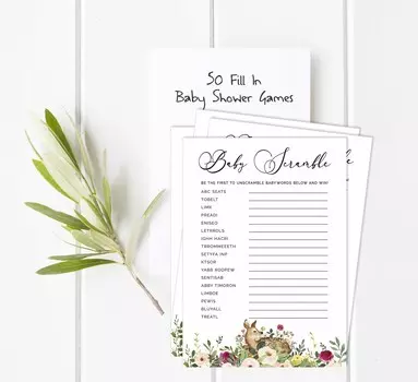 Inkdotpot Deer Animal Ita s A Boy Ita s A Girl Party Supplies-Set Of 50 Baby ShowerA Prediction Cards For Baby Shower 5 x 7 Inches