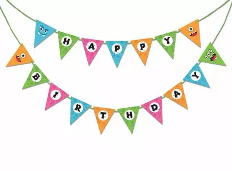 Inkdotpot День Рождения Украшения С Днем Рождения Гирлянда Baby Boy Monster Вымпел Баннер синий