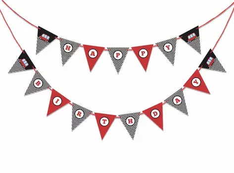 Inkdotpot День Рождения Украшения С Днем Рождения Гирлянда Baby Boy Автомобиль Вымпел Баннер розовый