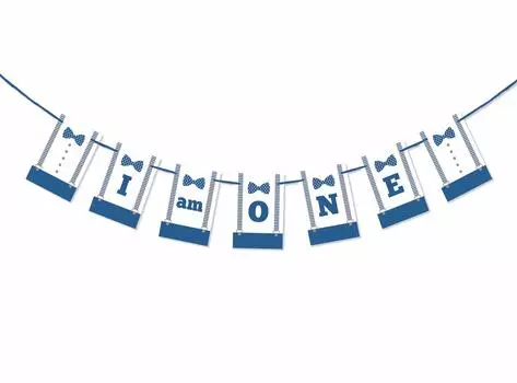 Inkdotpot День Рождения Украшения С Днем Рождения Гирлянда Baby Boy Маленький Человек Вымпел Баннер синий