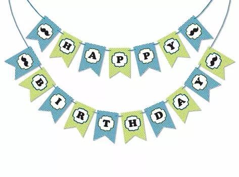 Inkdotpot День Рождения Украшения С Днем Рождения Гирлянда Baby Boy Маленький Человек Вымпел Баннер синий