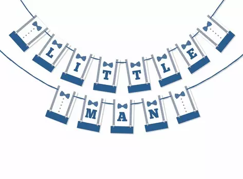 Inkdotpot День Рождения Украшения С Днем Рождения Гирлянда Baby Boy Маленький Человек Вымпел Баннер синий