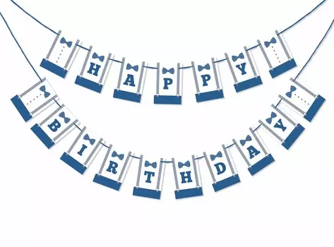 Inkdotpot День Рождения Украшения С Днем Рождения Гирлянда Baby Boy Маленький Человек Вымпел Баннер синий