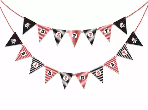 Inkdotpot День Рождения Украшения С Днем Рождения Гирлянда Baby Boy Пиратский Вымпел Баннер синий