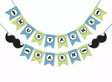 Inkdotpot День Рождения Украшения С Днем Рождения Гирлянда Baby Boy Маленький Человек Вымпел Баннер синий