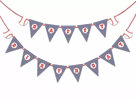 Inkdotpot День Рождения Украшения С Днем Рождения Гирлянда Baby Boy Бейсбол Вымпел Баннер синий