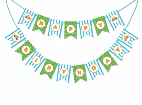 Inkdotpot День Рождения Украшения С Днем Рождения Гирлянда Baby Boy Автомобиль Вымпел Баннер розовый