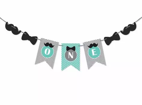 Inkdotpot День Рождения Украшения С Днем Рождения Гирлянда Baby Boy Маленький Человек Вымпел Баннер синий