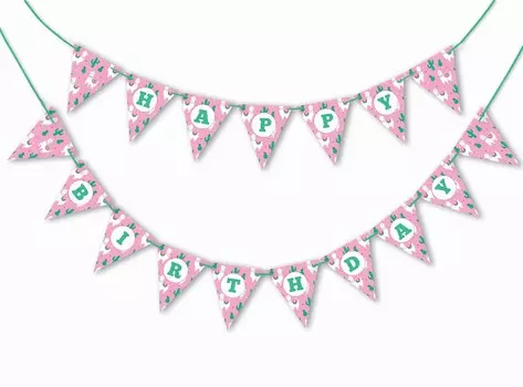 Inkdotpot День Рождения Украшения С Днем Рождения Гирлянда Новорожденных Девочек Полосатый Вымпел Баннер розовый