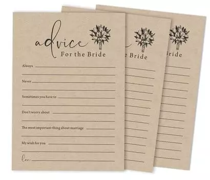 Inkdotpot Деревенская крафт-бумагаСоветы и пожелания Набор из 50 игр-советов для новобрачных 5 x 7 inches бежевый