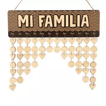 Inkdotpot Деревянные календари на день рождения с подвесными датами Diy Birthday Tracker Табличка Настенная подвеска, Декор фермерского дома 16x4.7 коричневый