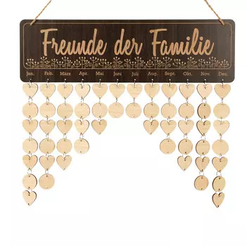 Inkdotpot Деревянные календари на день рождения с подвесными датами Diy Birthday Tracker Табличка Настенная подвеска, Декор фермерского дома 16x4.7 коричневый
