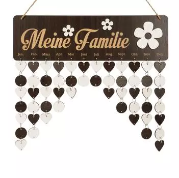 Inkdotpot Деревянные календари на день рождения с подвесными датами Diy Birthday Tracker Wall Hanging, Farmhouse Decor-подарок для бабушек и дедушек 16x4.7 коричневый