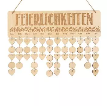 Inkdotpot Деревянные календари на день рождения с датой Diy Birthday Tracker Табличка Настенная подвеска, Декор фермерского дома 16x4.7 коричневый