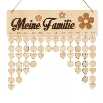 Inkdotpot Деревянные календари на день рождения с подвесными датами Diy Birthday Tracker Табличка Настенная подвеска, Декор фермерского дома 16x4.7 коричневый