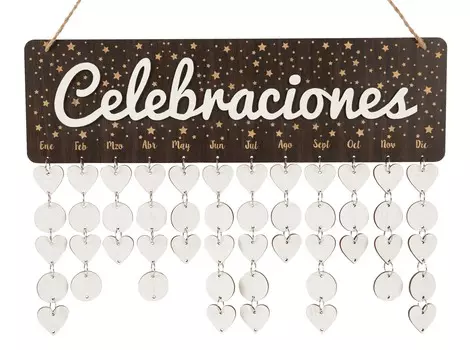 Inkdotpot Деревянные календари на день рождения с подвесными датами Diy Birthday Tracker Табличка Настенная подвеска, Декор фермерского дома 16x4.7 коричневый