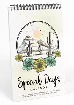 Inkdotpot Desert Print Вечный календарь, важные даты для запоминания - ежемесячный и ежедневный журнал 6x9 для особых дней 9 x 6 Inches светло-желтого