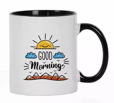 Inkdotpot Доброе утро Смешная новинка 11 OZ Керамические кофейные кружки Подарок для кофе 11oz чёрный