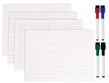 Inkdotpot доска для сухого стирания для детей 9x12 двухсторонняя пустая сетка с подкладкой доска для сухого стирания W 4 маркера для домашней школы (4 9 x 12 inches белый