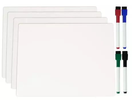 Inkdotpot Двухсторонняя обычная белая доска для рисования сухим стиранием для детей, студентов, 9 x 12 дюймов W 4 маркера для домашней школы (4 шт. 9 x 12 inches белый