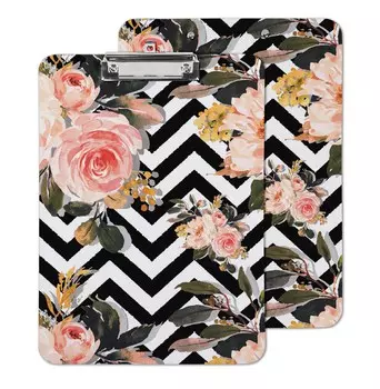 Inkdotpot Двусторонний планшет для сухого стирания с цветочным принтом, планшет для бумаги с бесплатным маркером и тряпкой 9X12.5 белый