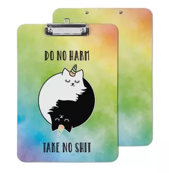 Inkdotpot Двусторонний планшет для сухого стирания с принтом кота Инь-Янь, картонный планшет для хранения с бесплатным маркером и тряпкой 9X12.5 разноцветный