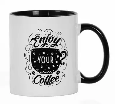 Inkdotpot Enjoy Your Coffee 11 Oz Керамические кофейные кружки отлично подходят для невесты Забавный новинка подарок для кофе 11oz чёрный