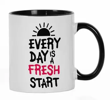 Inkdotpot Every Day Is A Fresh Start Керамическая кофейная кружка на 11 унций Позитивные вдохновляющие цитаты Забавная новинка Сотрудник Босс Коллеги 11oz оранжевый