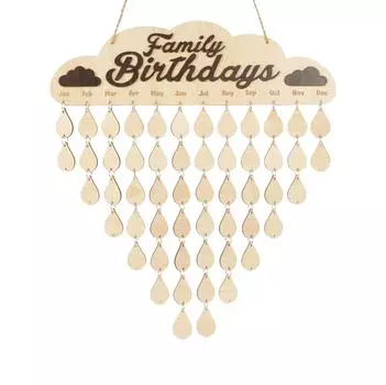 Inkdotpot Family Birthday Reminder Wall Hanging Wooden DIY Birthday Tracker Plaque Wall Hanging Perpetual Calendar, Personalized 16x4.7 коричневый