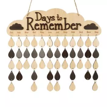 Inkdotpot Family Birthday Reminder Wall Hanging Wooden DIY Birthday Tracker Plaque Wall Hanging Perpetual Calendar, Personalized 16x4.7 коричневый