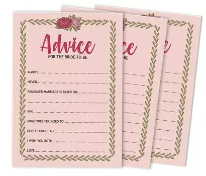 Inkdotpot FloralA Advice And Wishes Набор из 50 игр-советов для новобрачных 5 x 7 inches персиковый