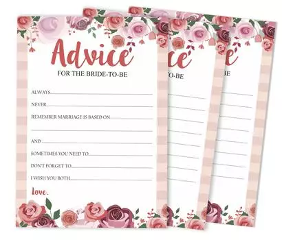 Inkdotpot FloralA Advice And Wishes Набор из 50 игр-советов для новобрачных 5 x 7 inches белый