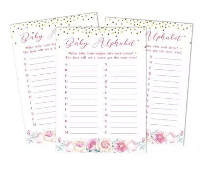 Inkdotpot Gender Reveal Confetti Baby Shower Game Set Of 50 BabyA AlphabetA ABCA Game Ita s A Boy Ita s A Girl Party 5 x 7 Inches