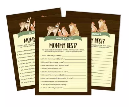 Inkdotpot Гендерно-нейтральный Who Knows Mommy BestA Baby Shower GameA Cards-FunA Activity Cards Set Of 50A Jungle Animals Party 5 x 7 Inches