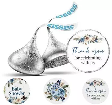 Inkdotpot Girl Baby Shower Party Collection, упаковка из 190 наклеек для шоколадных этикеток Hershey s Kisses, Hershey Kiss Seals DIY Party 3x2 Inch белый